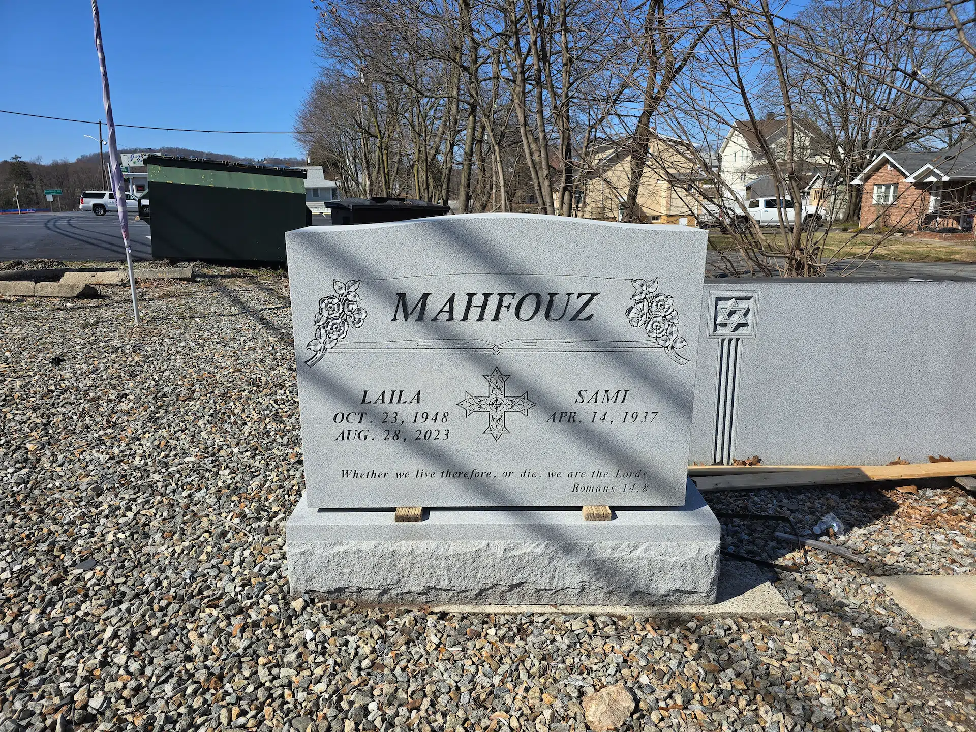 granite Headstone Inscription hand-carved by Inscription Guide in NJ — image 2